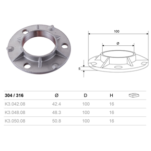 Stainless Steel Post Base Flanges