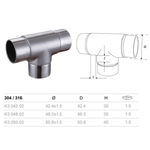 T Connector for Handrail Tubes