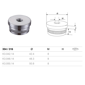 Flat Stainless Steel Handrail Post Cap
