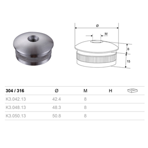 Handrail Stainless Steel Bevelled Post Cap