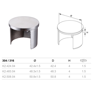 Stainless Steel Handrail Channel End Cap