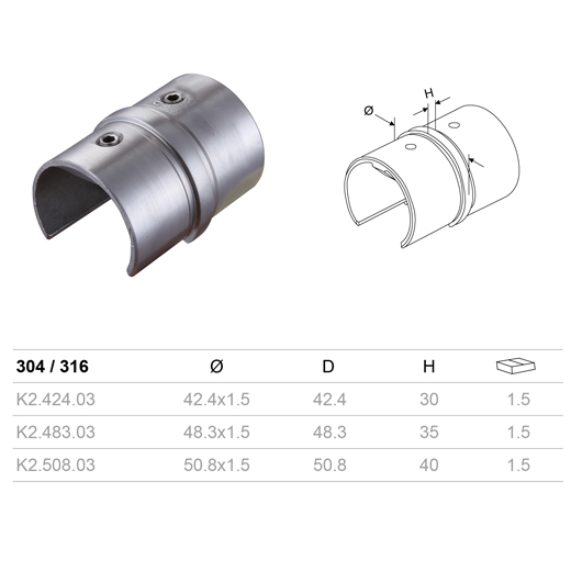 Stainless Steel Handrail In-Line Connectors